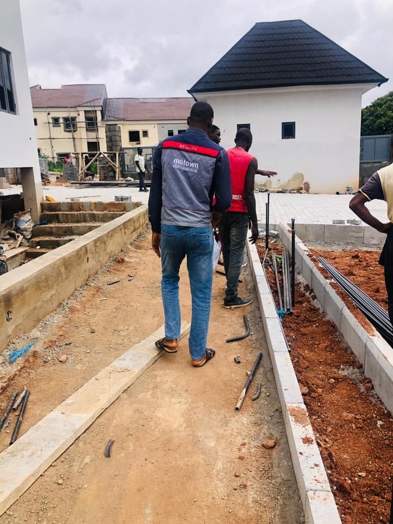 Cable trench alongside a new building