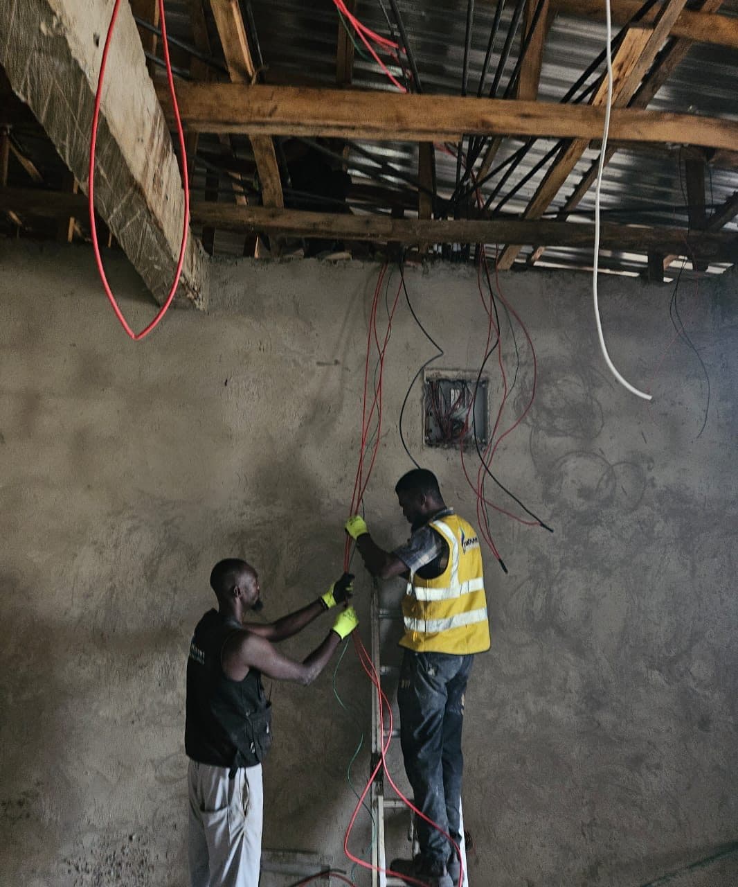 Circuit wiring on a chased wall