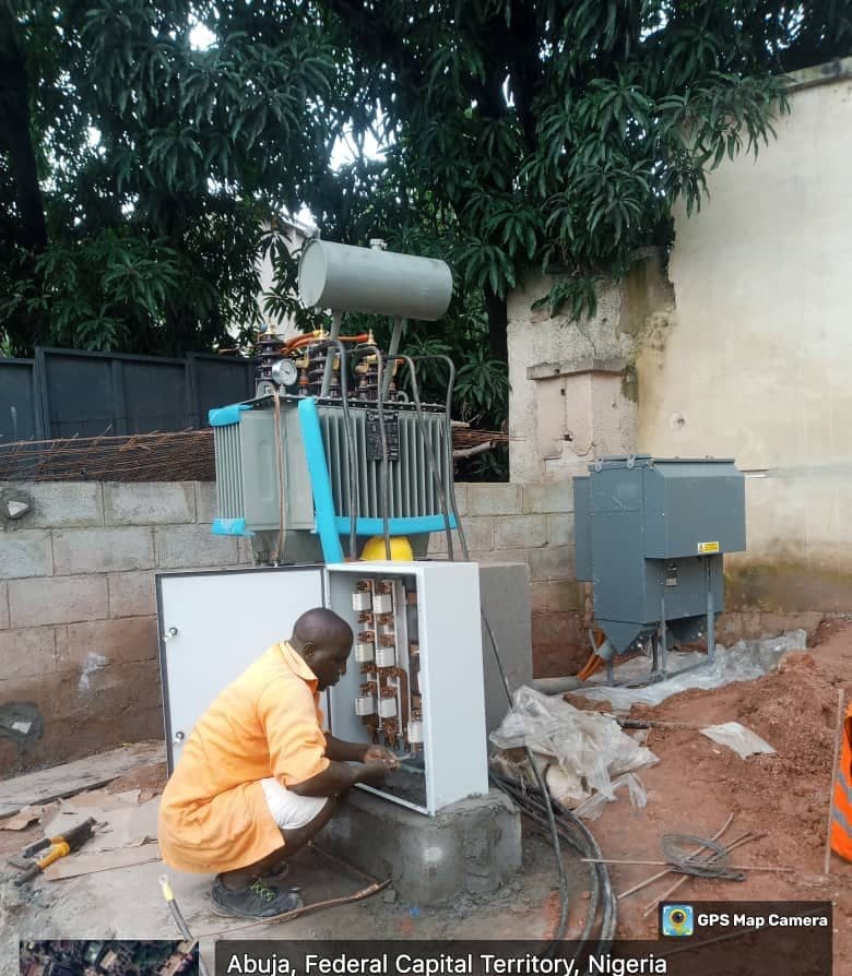 Installed transformer with control and metering panels