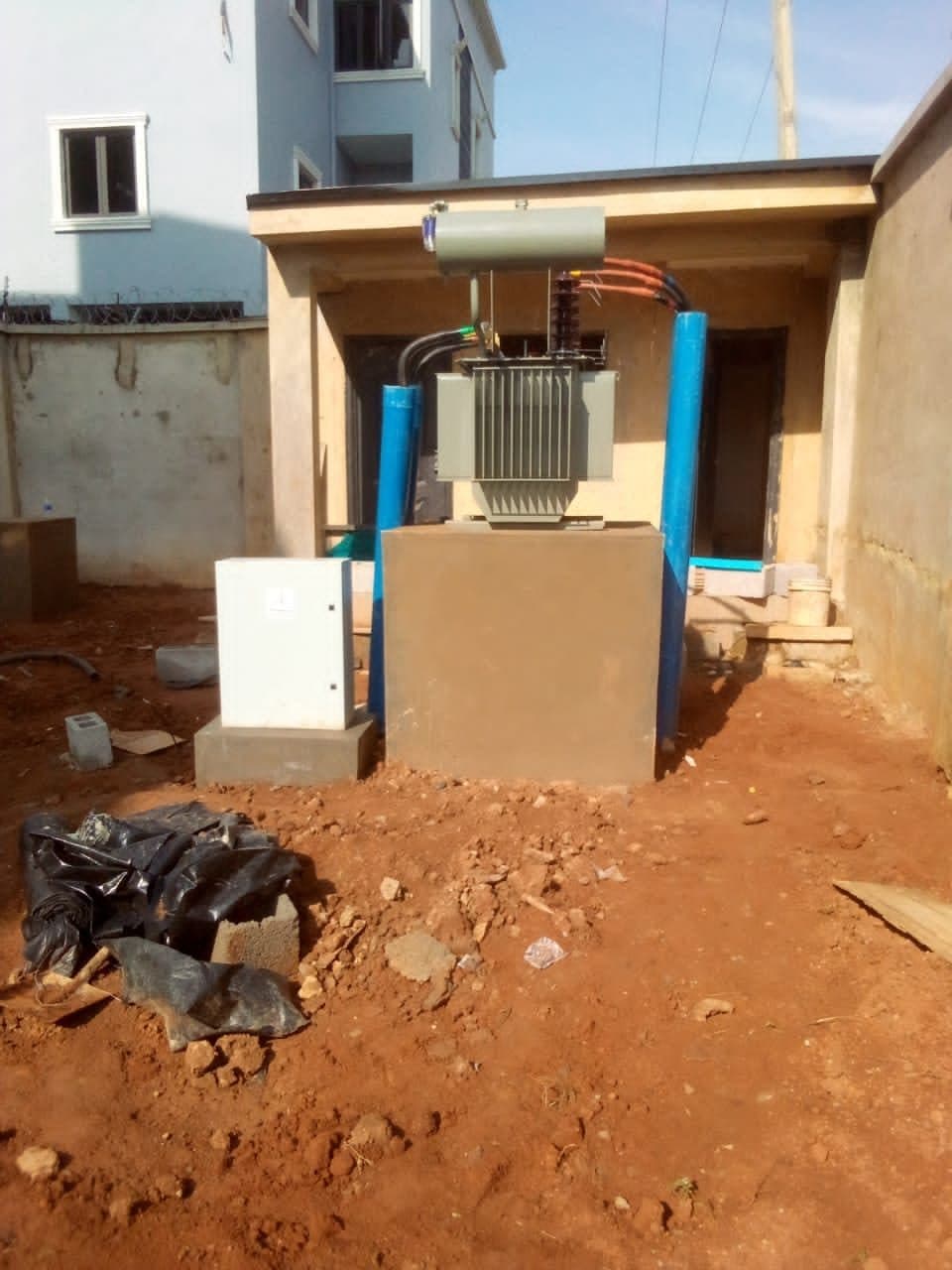 Transformer set on a prepared plinth