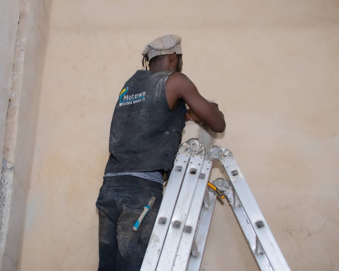 Wall installation from a step ladder