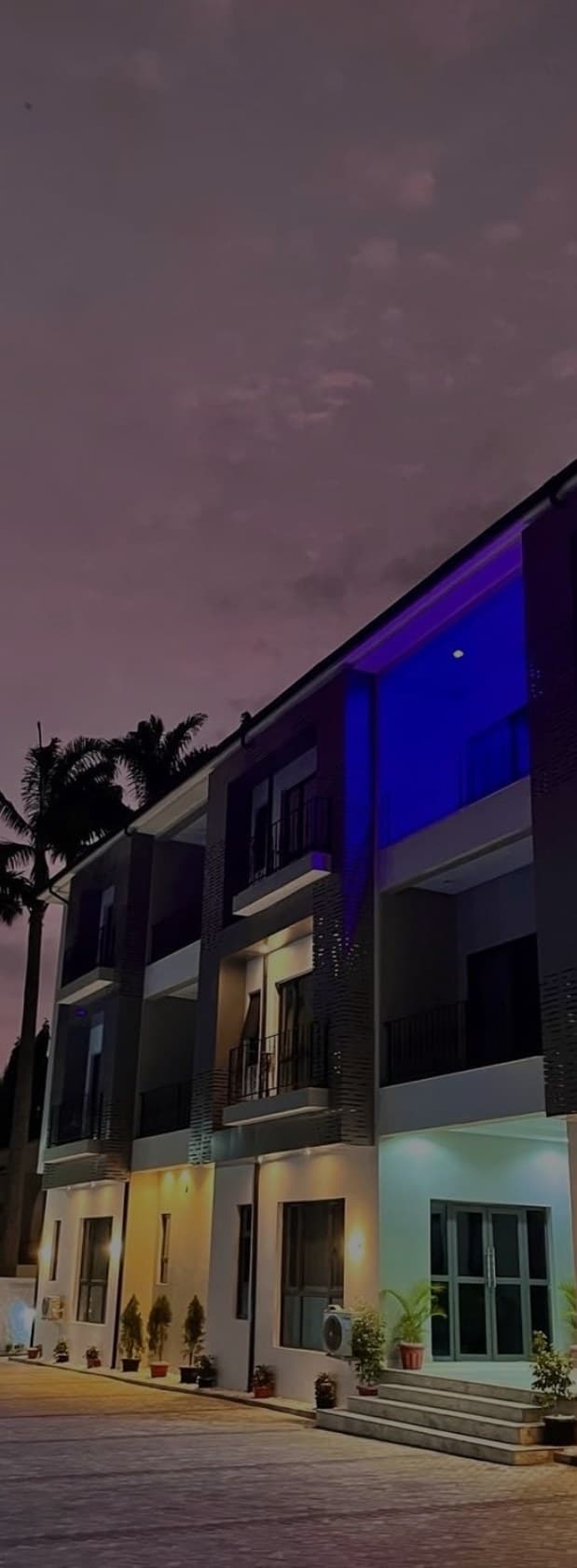 Completed building illuminated at night